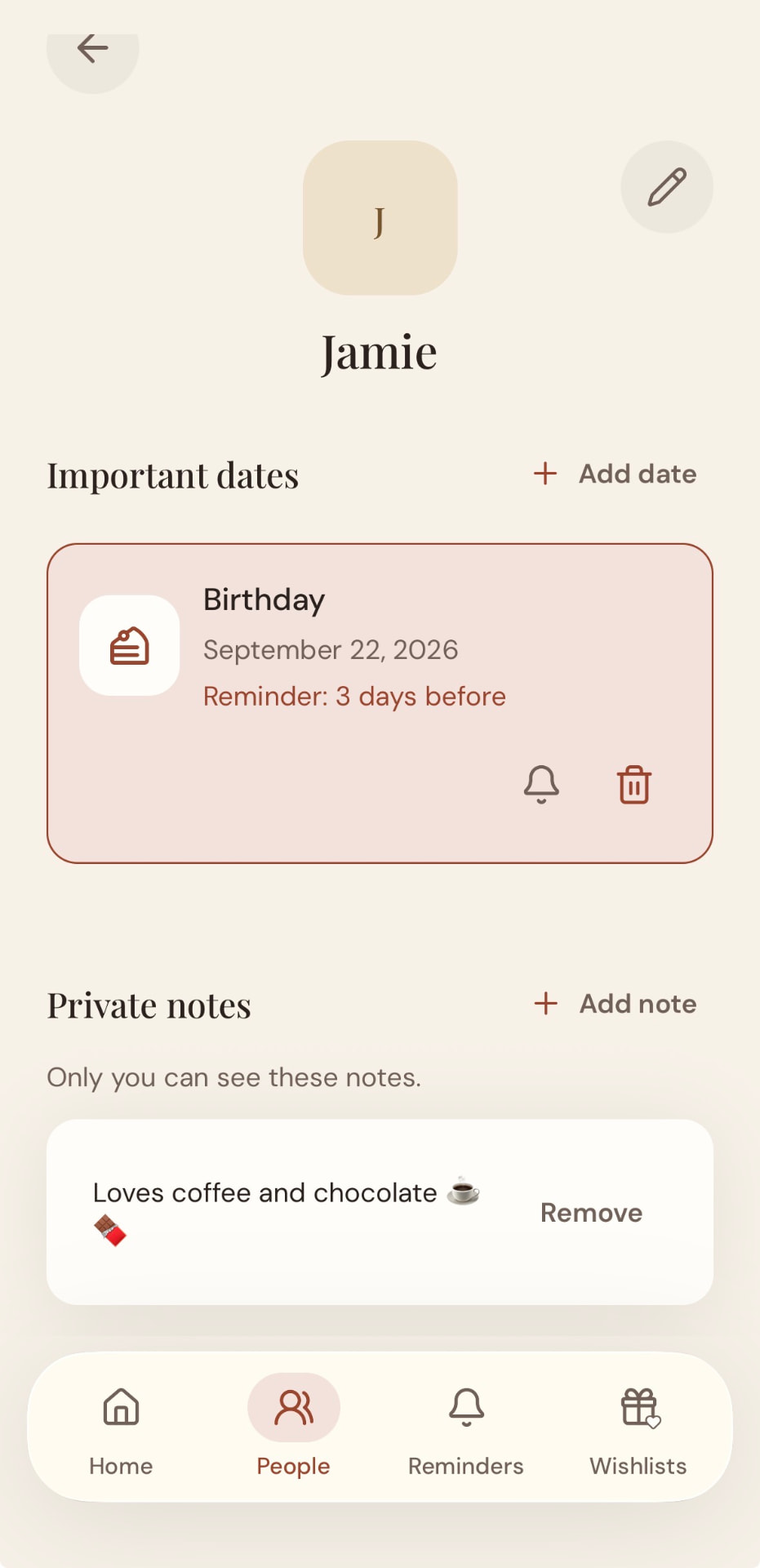 Amilio person profile screen